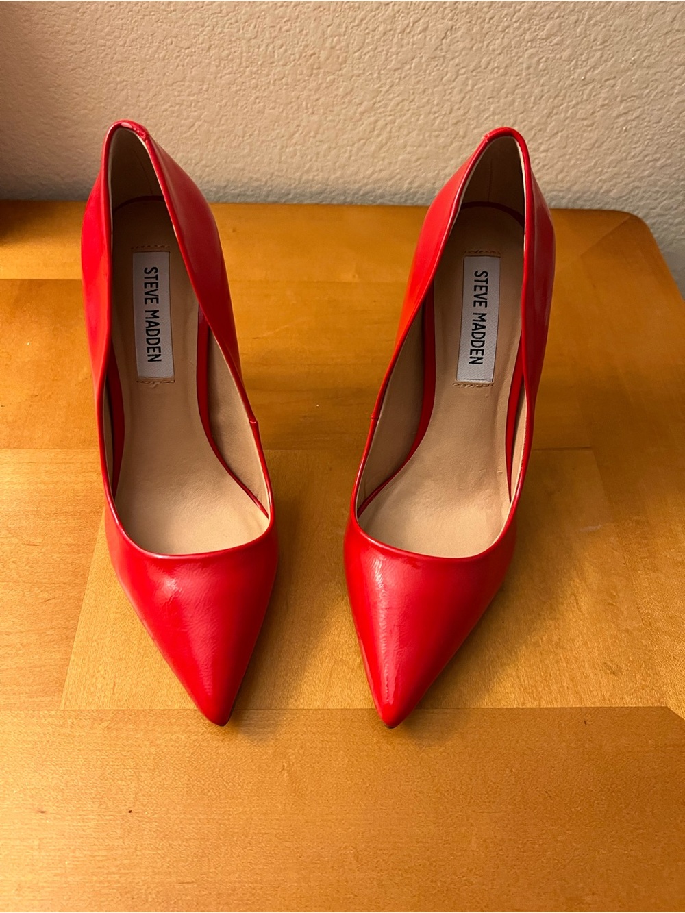 Steve Madden Red Pointed-Toe Patent Pumps